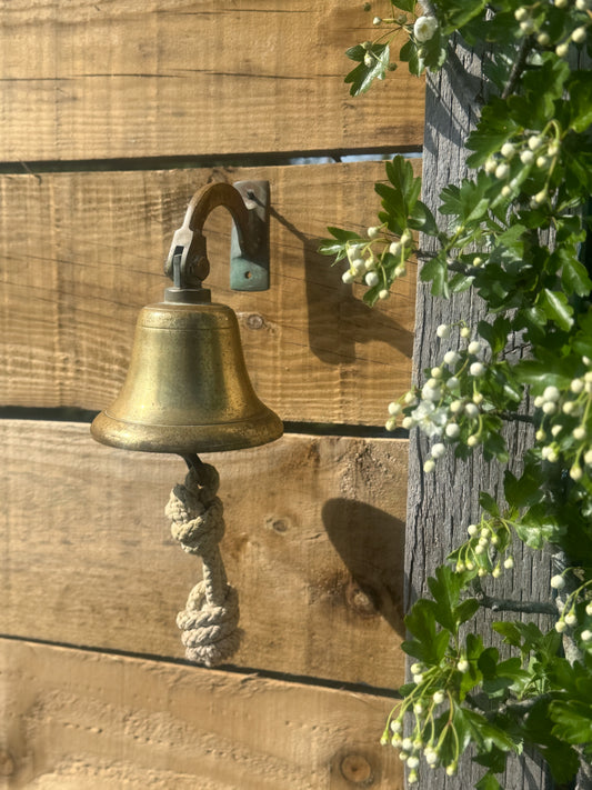 Vintage Solid Brass Ship’s Bell with Rope Pull