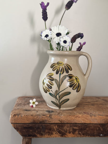 Hand-Painted Studio Pottery Floral Jug