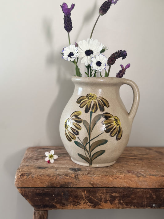 Hand-Painted Studio Pottery Floral Jug