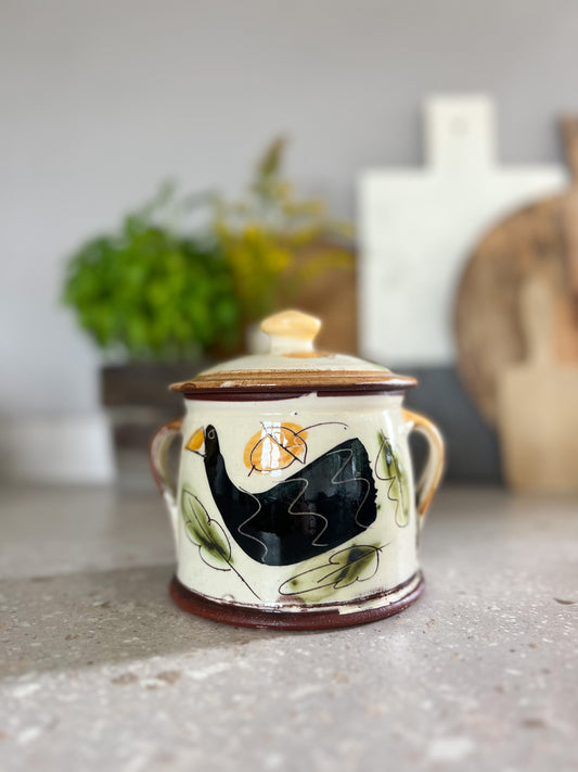 Studio Pottery Black Bird Biscuit Jar by Kevin Warren