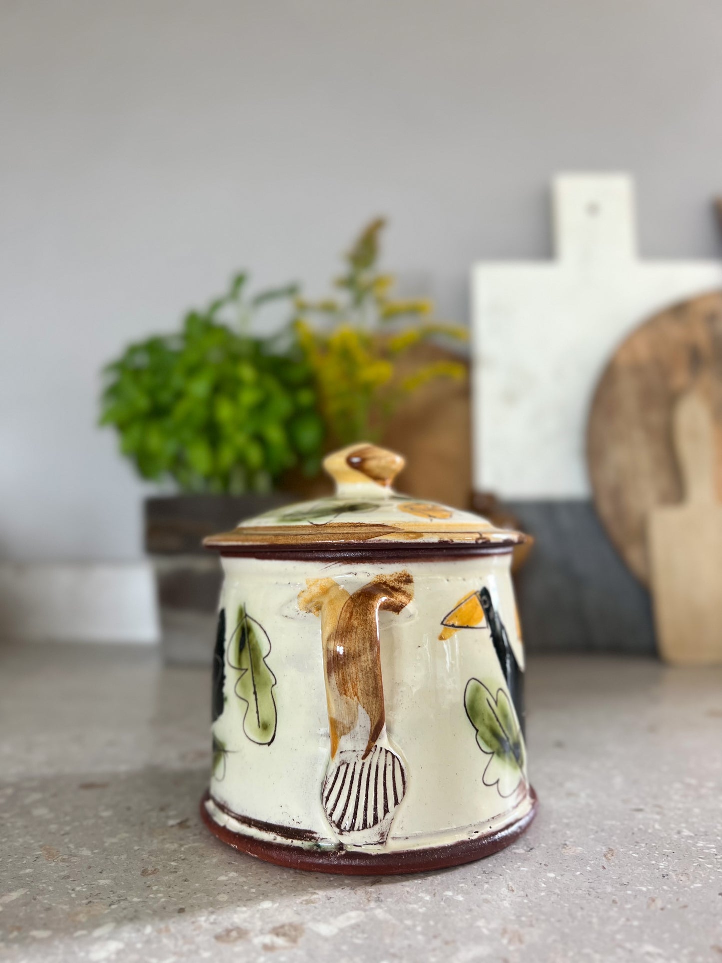 Studio Pottery Black Bird Biscuit Jar by Kevin Warren