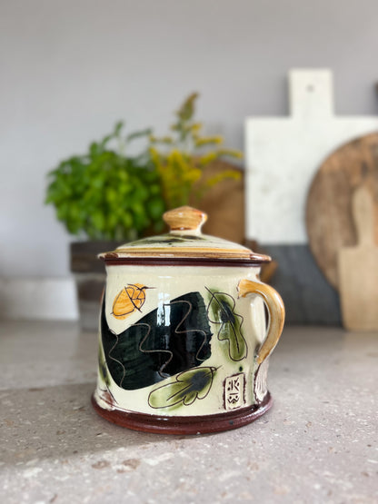 Studio Pottery Black Bird Biscuit Jar by Kevin Warren