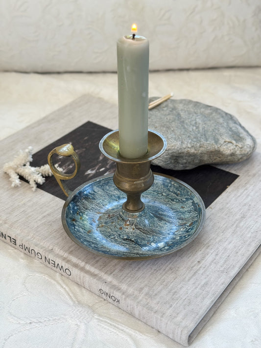 German Handmade Brass Chamberstick — Ocean Enamel
