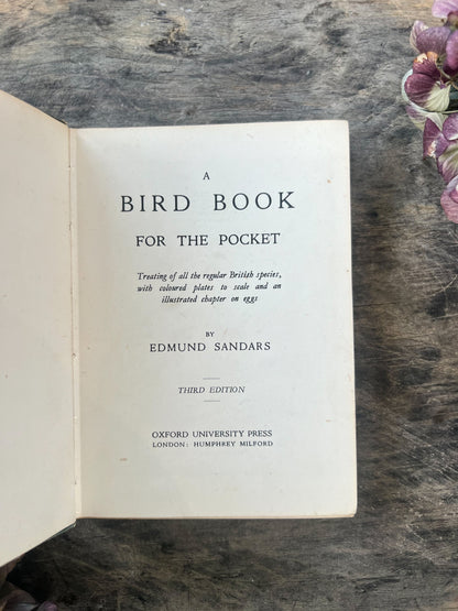 A Bird Book For The Pocket, Edmund Sandars, 3rd Edition