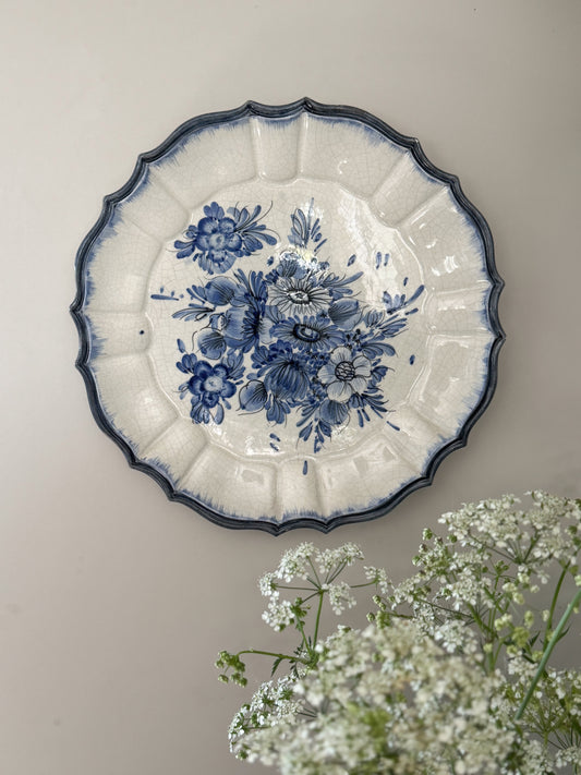 Vintage Italian Faience Plate – Blue Floral by T.S. Monetto