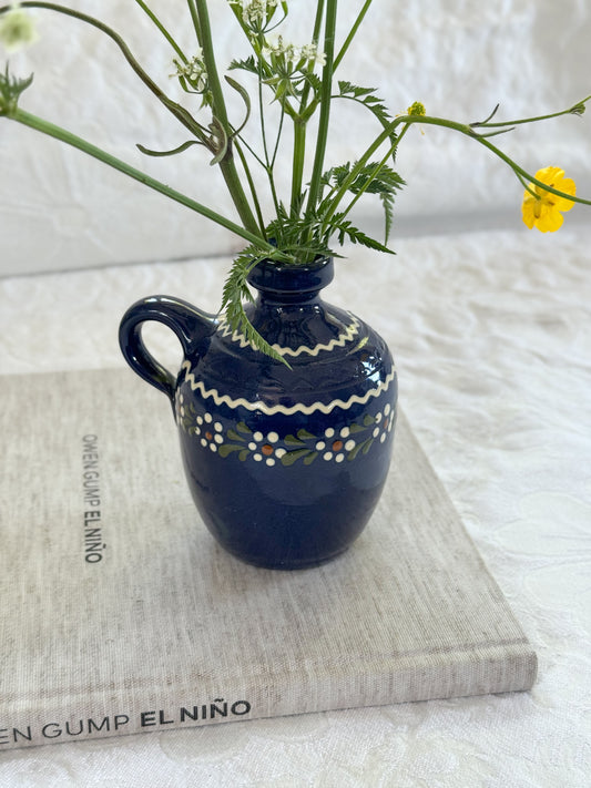 Vintage German Folk Pottery Jug – Handarbeit