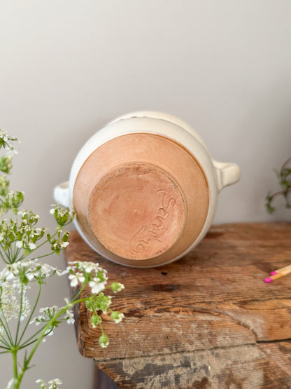 Hand-Painted Folk Art Studio Pottery Lidded Pot — Signed, 
Sourced in Prenzlauer Berg, Berlin