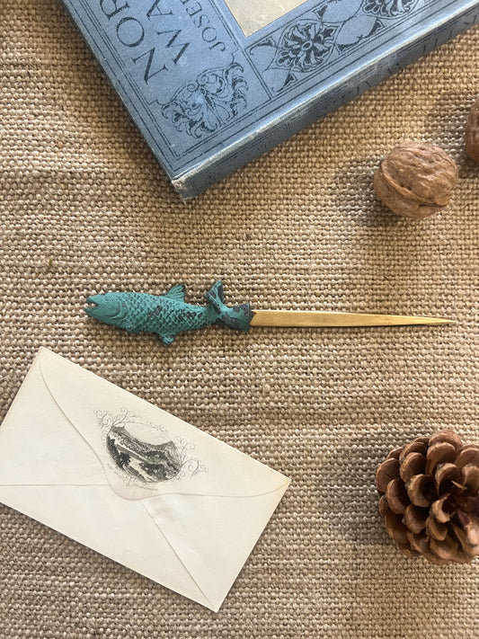 Antique Brass Fish Letter Opener