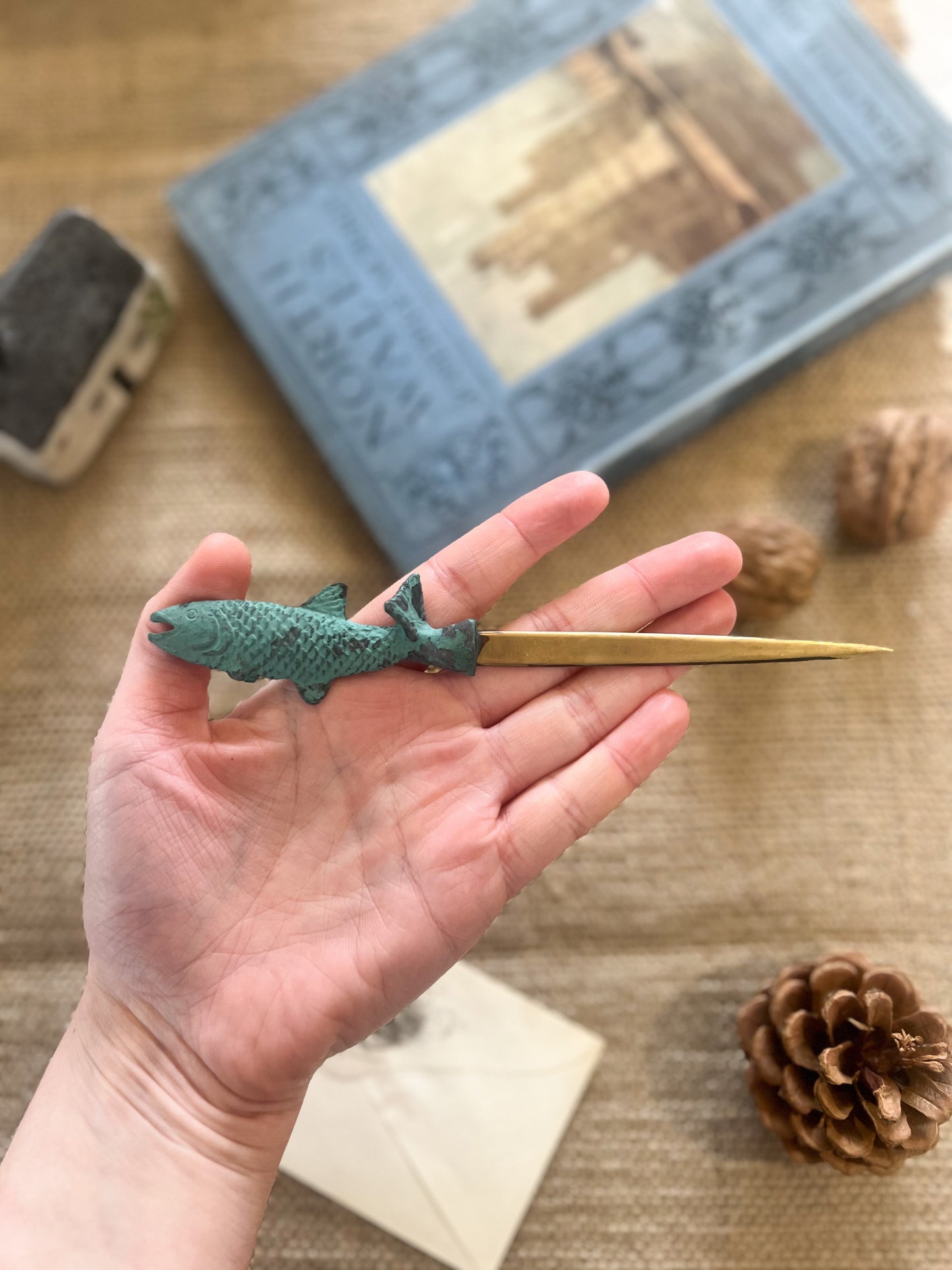 Antique Brass Fish Letter Opener