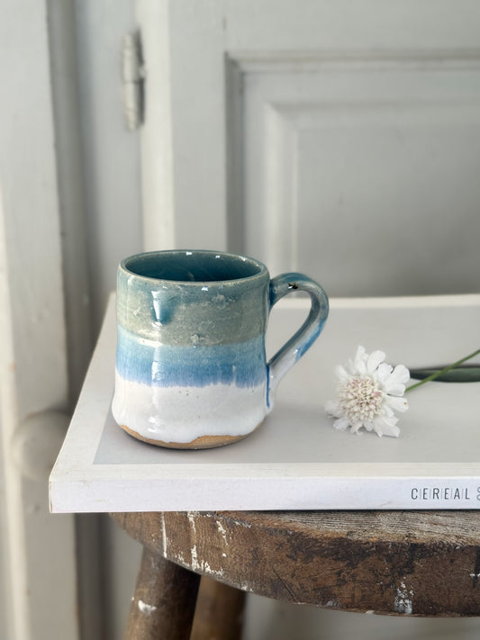 Three-Tone Blue Studio Pottery Espresso Cup