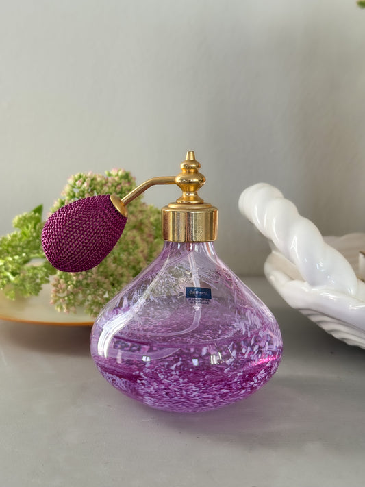 Vintage Caithness Handblown Lilac Glass Perfume Bottle • Atomiser