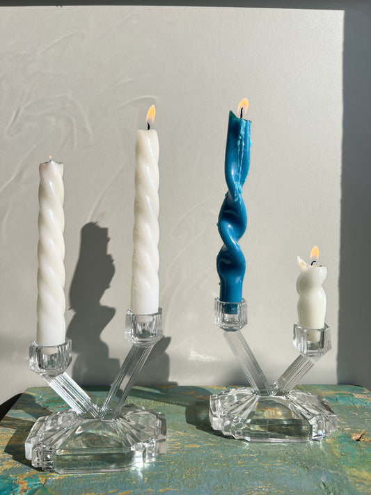 Art Deco Bagley Bedford Twin Candle Holder Pair