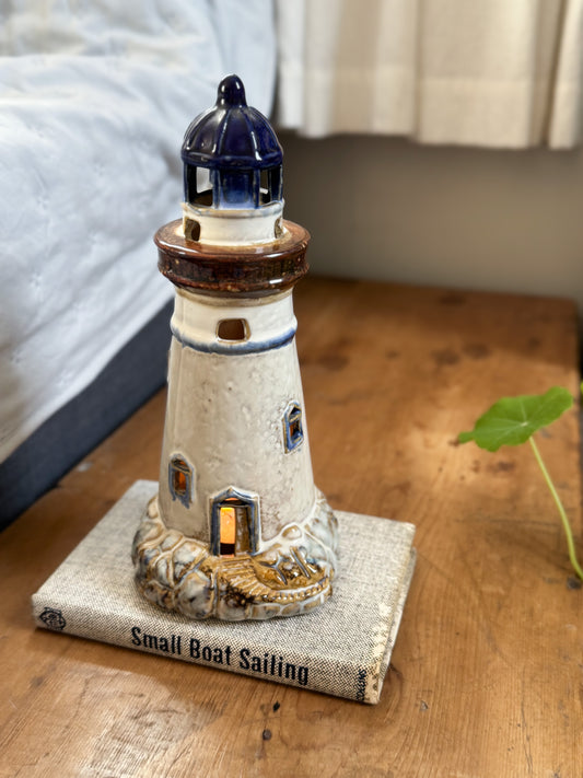 Vintage Studio Pottery Lighthouse Tealight Holder