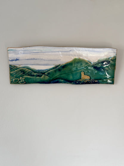 Rare Studio Pottery Landscape Tile / Wall Plaque by Kelbrook Pottery
