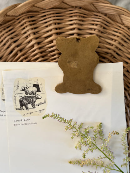 Vintage Solid Brass Teddy Bear Letter Clip