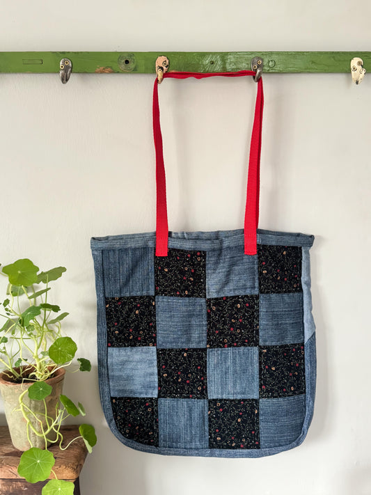 Vintage Handmade Patchwork Tote (Medium)