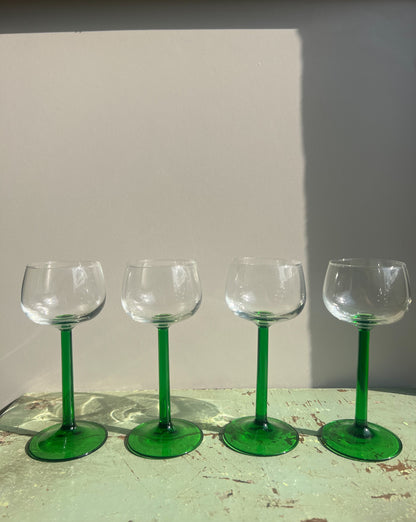 Luminarc France Green Stem Hock Glasses (Set of 6)