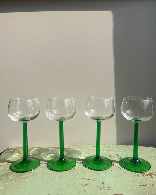 Luminarc France Green Stem Hock Glasses (Set of 6)