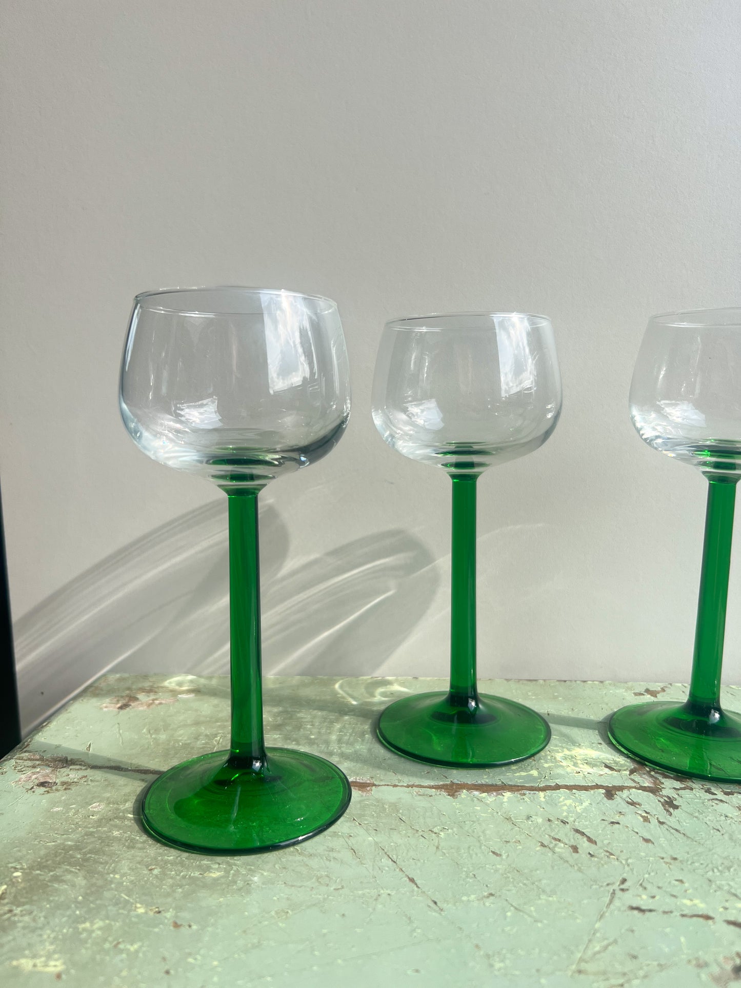 Luminarc France Green Stem Hock Glasses (Set of 6)