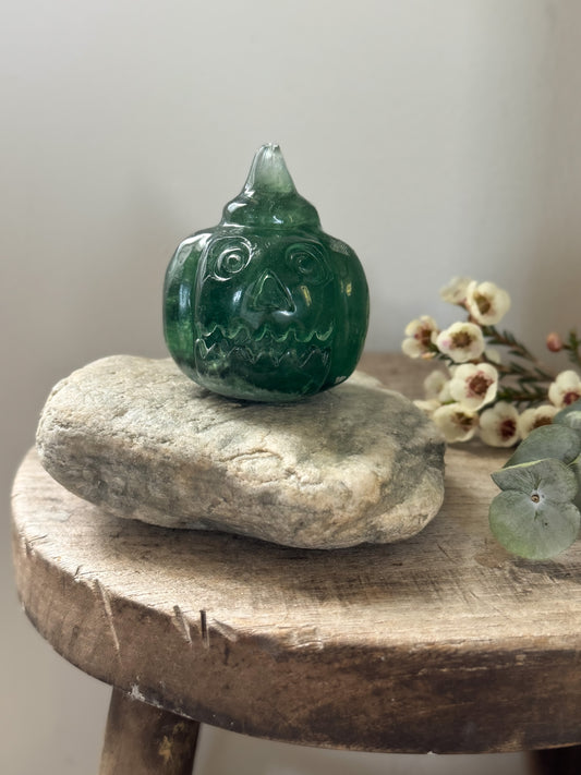 Vintage Hand-Carved Aventurine Pumpkin