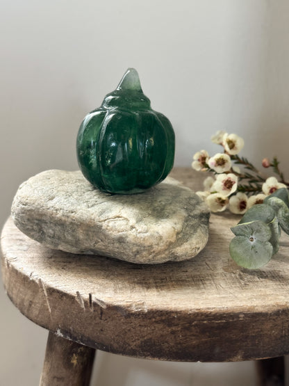 Vintage Hand-Carved Aventurine Pumpkin