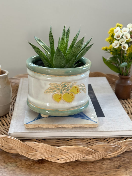 Vintage Studio Pottery ‘Lemons’ Footed Planter