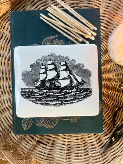Midcentury Portmeirion Sailing Ships Ceramic Trinket Box