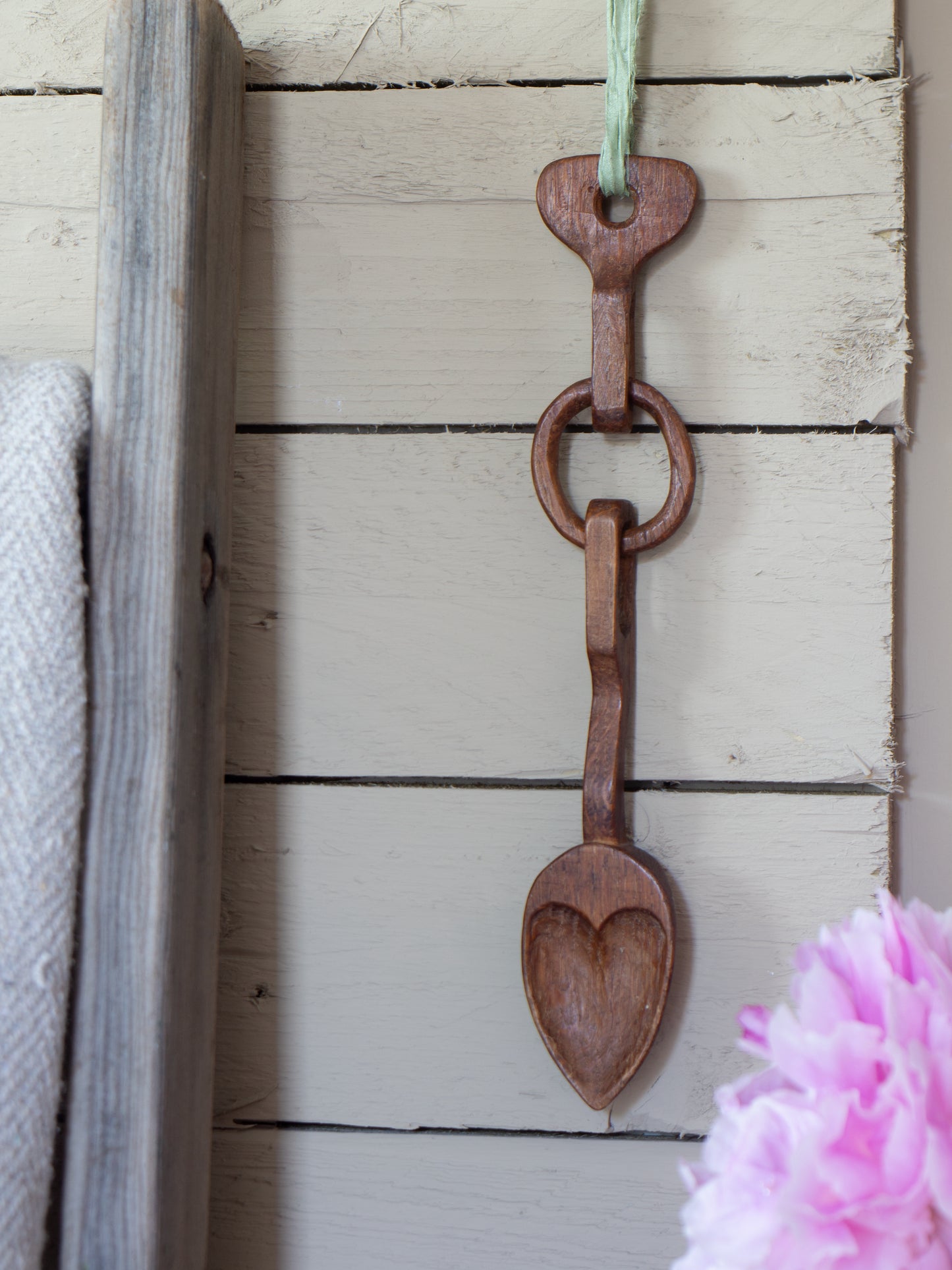 Vintage Hand-Carved Welsh Love Spoon