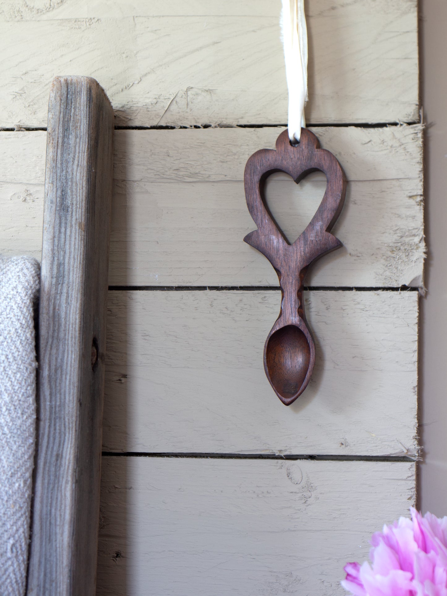 Vintage Hand-Carved Welsh Love Spoon
