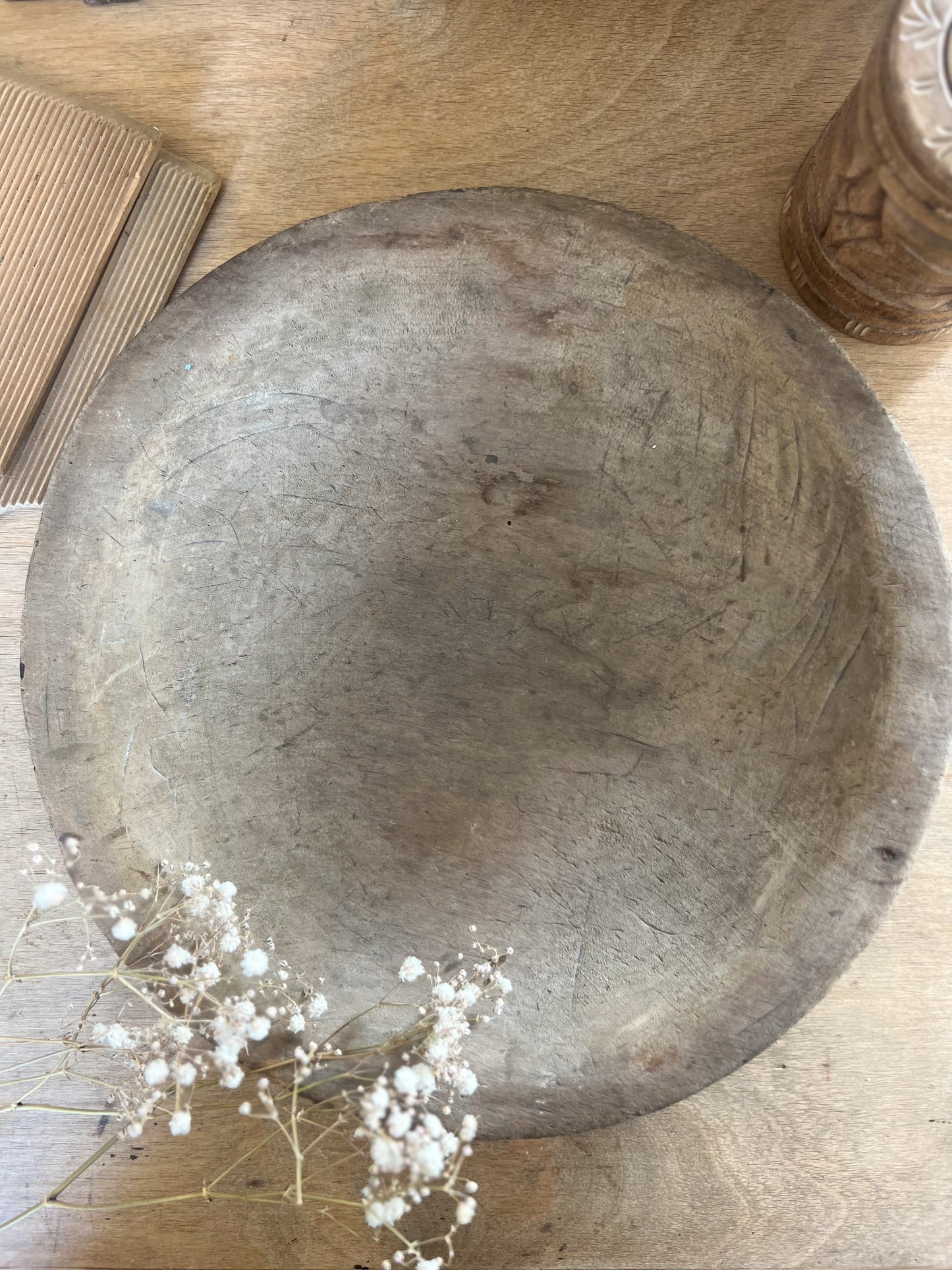 Antique wooden butter pats & bowl